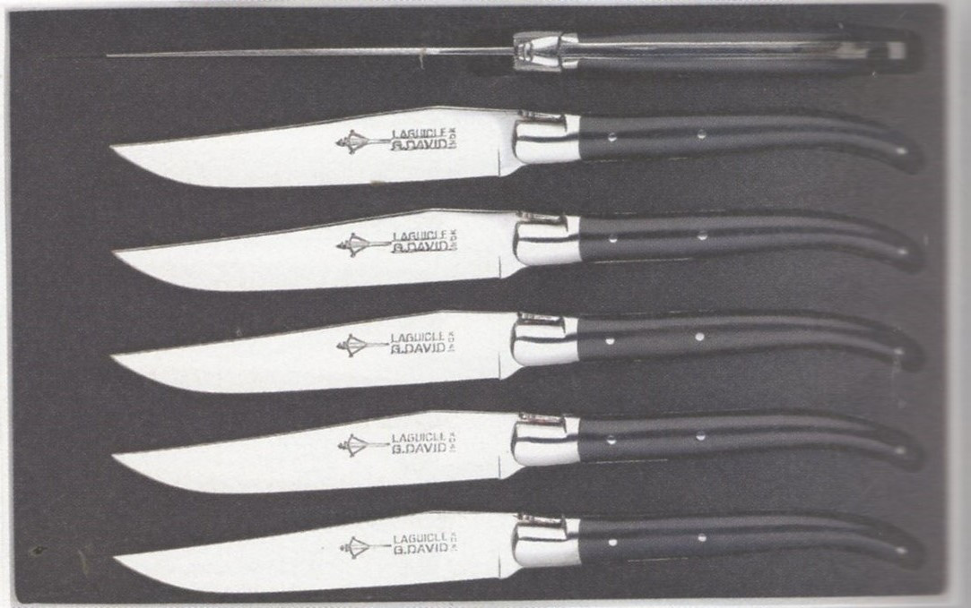 LAGUIOLE TABLE 6 couteaux Ébene + 6 gravures - Couteaux fabriqués
